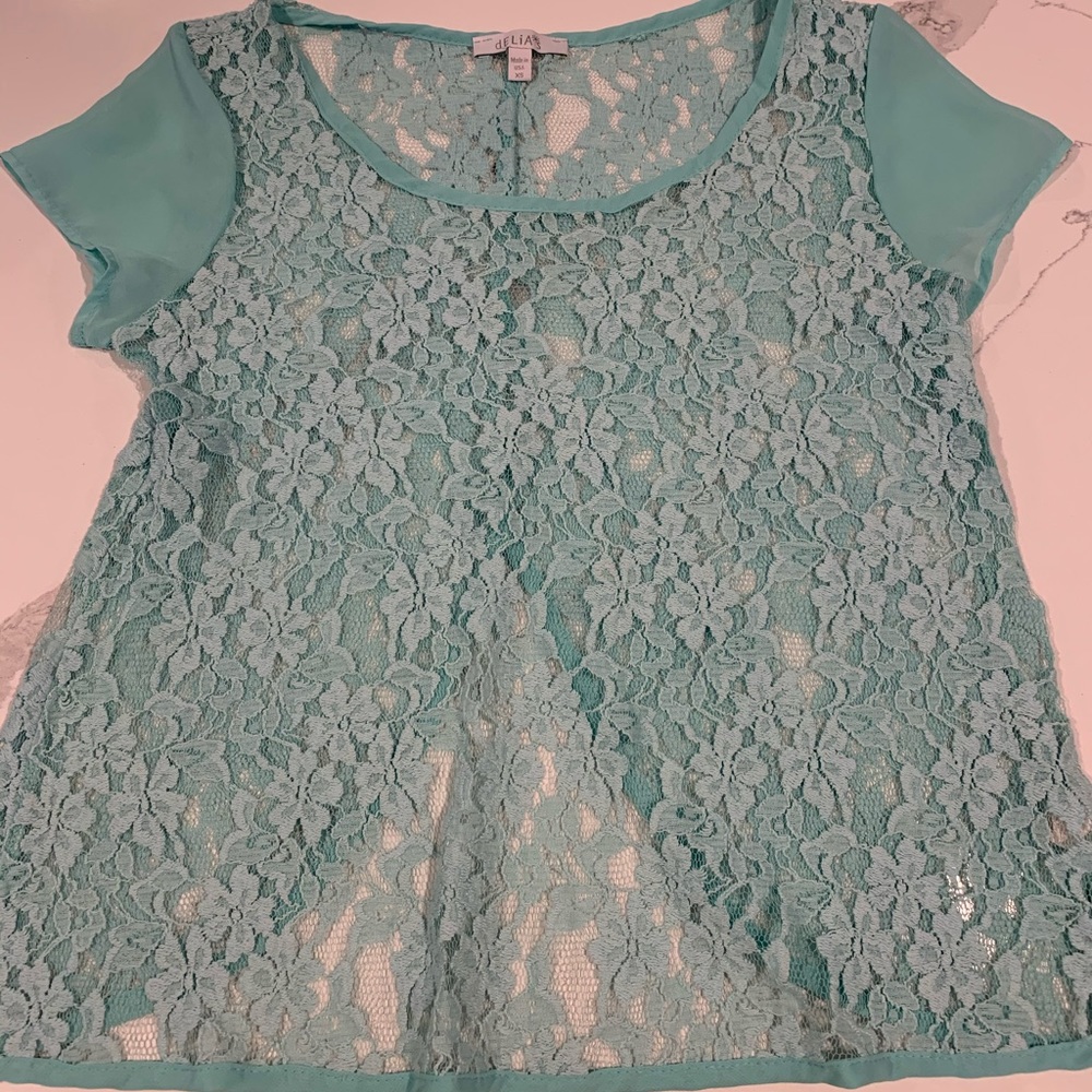 Delias Teal Lace top